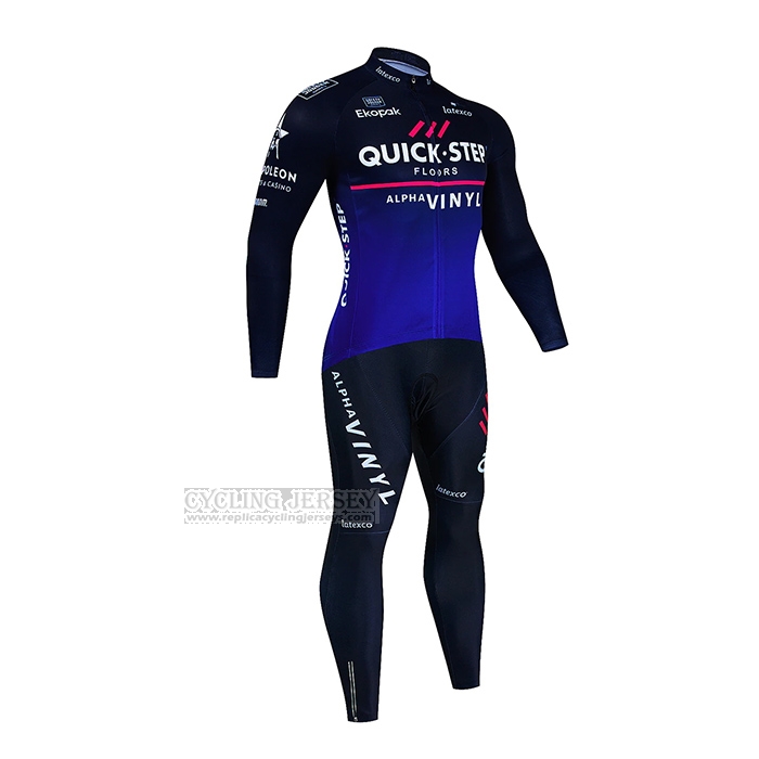2023 Cycling Jersey Deceuninck Quick Step Black Blue Long Sleeve and Bib Short